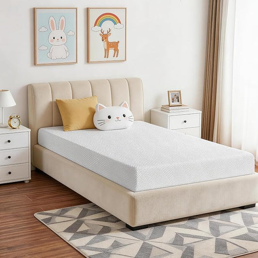 6 Inch Twin Size Memory Foam Mattress, Gel Cooling Bed Mattress with Breathable and Removable Cover, Medium Firm for Pressure & Pain Relief, In a Box | Fiberglass Free | CertiPUR-US Certified